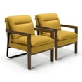 thumbnail image 1 of Costway Set of 2 Modern Accent Armchair Lounge Chair w/ Wood Legs & Steel Bracket Yellow, 1 of 9