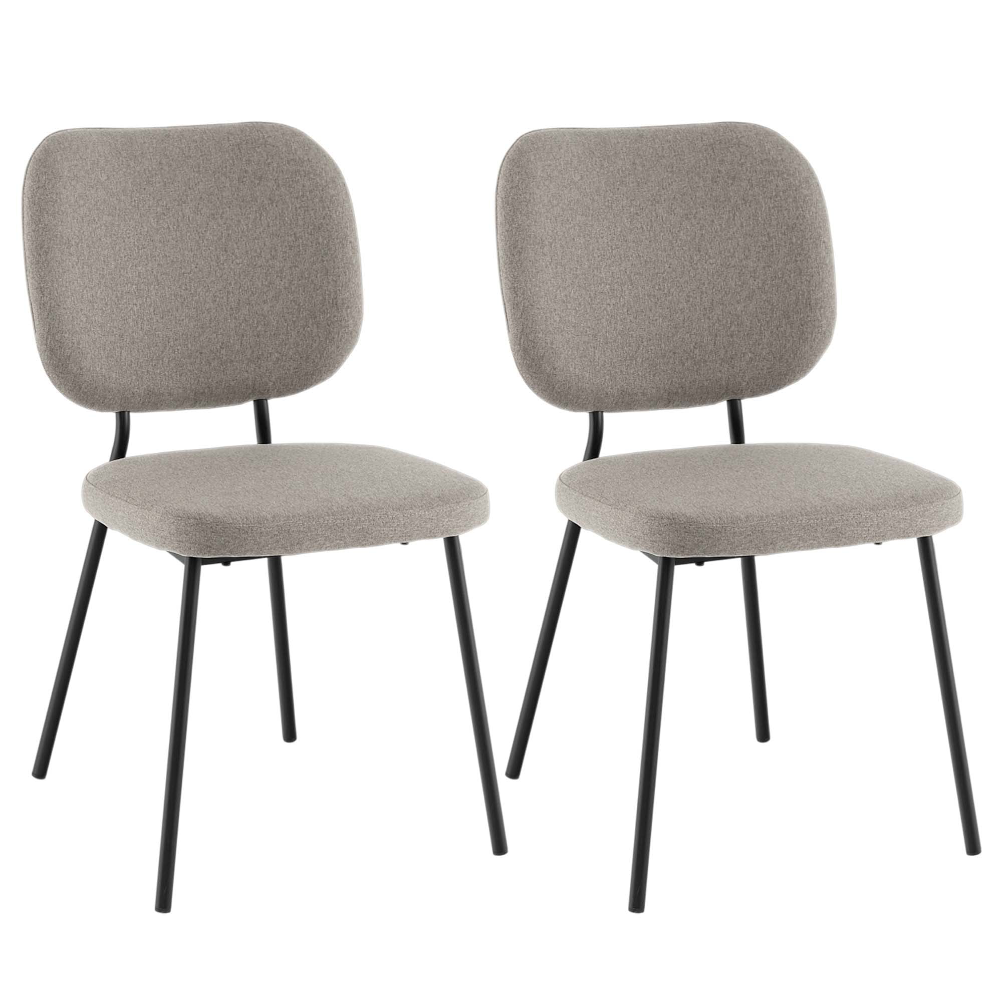 Costway Set of 2 Modern Fabric Dining Chairs Padded Kitchen Armless