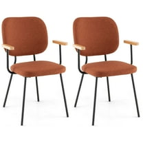 Costway Set of 2 Modern Linen Fabric Dining Chairs Padded Kitchen Accent Armchair Orange