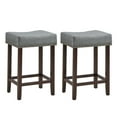 thumbnail image 1 of Costway Set of 2 Nailhead Saddle Bar Stools 24'' Height W/ Fabric Seat & Wood Legs Beige Gray Linen, 1 of 9