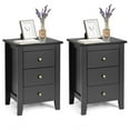 thumbnail image 1 of Costway Set of 2 Nightstand End Beside Sofa Table w/ 3 Drawers Bedroom Furniture Black, 1 of 12