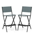 thumbnail image 1 of Costway Set of 2 Outdoor Bar Chair Folding Bar Height Stool with Metal Frame Blue, 1 of 7