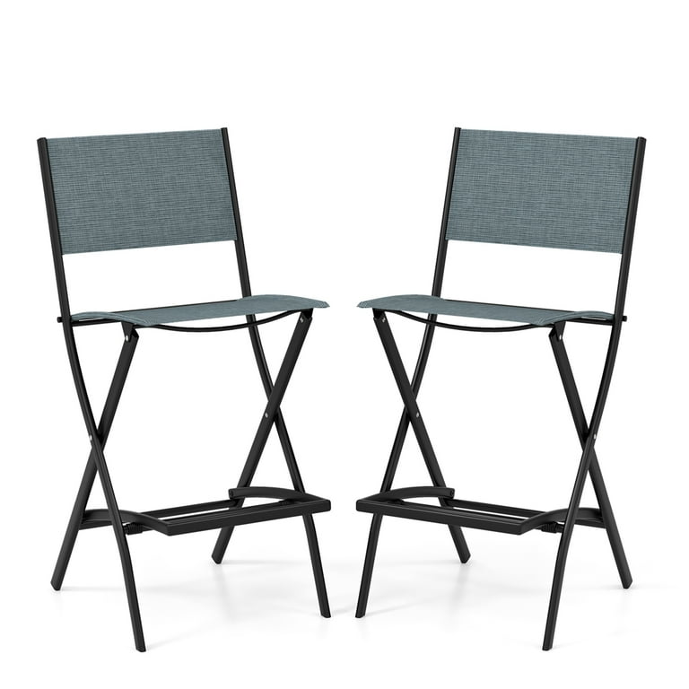 Costway Set of 2 Outdoor Bar Chair Folding Bar Height Stool with