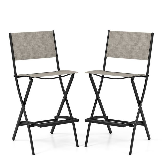 Costway Set of 2 High Patio Bar Stools, Outdoor Tall Outside Chairs