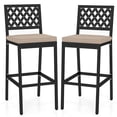 thumbnail image 1 of Costway Set of 2 Outdoor Bar Height Dining Chairs Patio Metal Bar Stools  with Cushion, 1 of 7