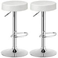 thumbnail image 1 of Costway Set of 2 Round Bar Stool PU Adjustable Swivel Pub Chair W/ Footrest White, 1 of 10