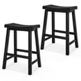 thumbnail image 1 of Costway Set of 2 Saddle Bar Stools Counter Height Dining Chairs with Wooden Legs Black, 1 of 9