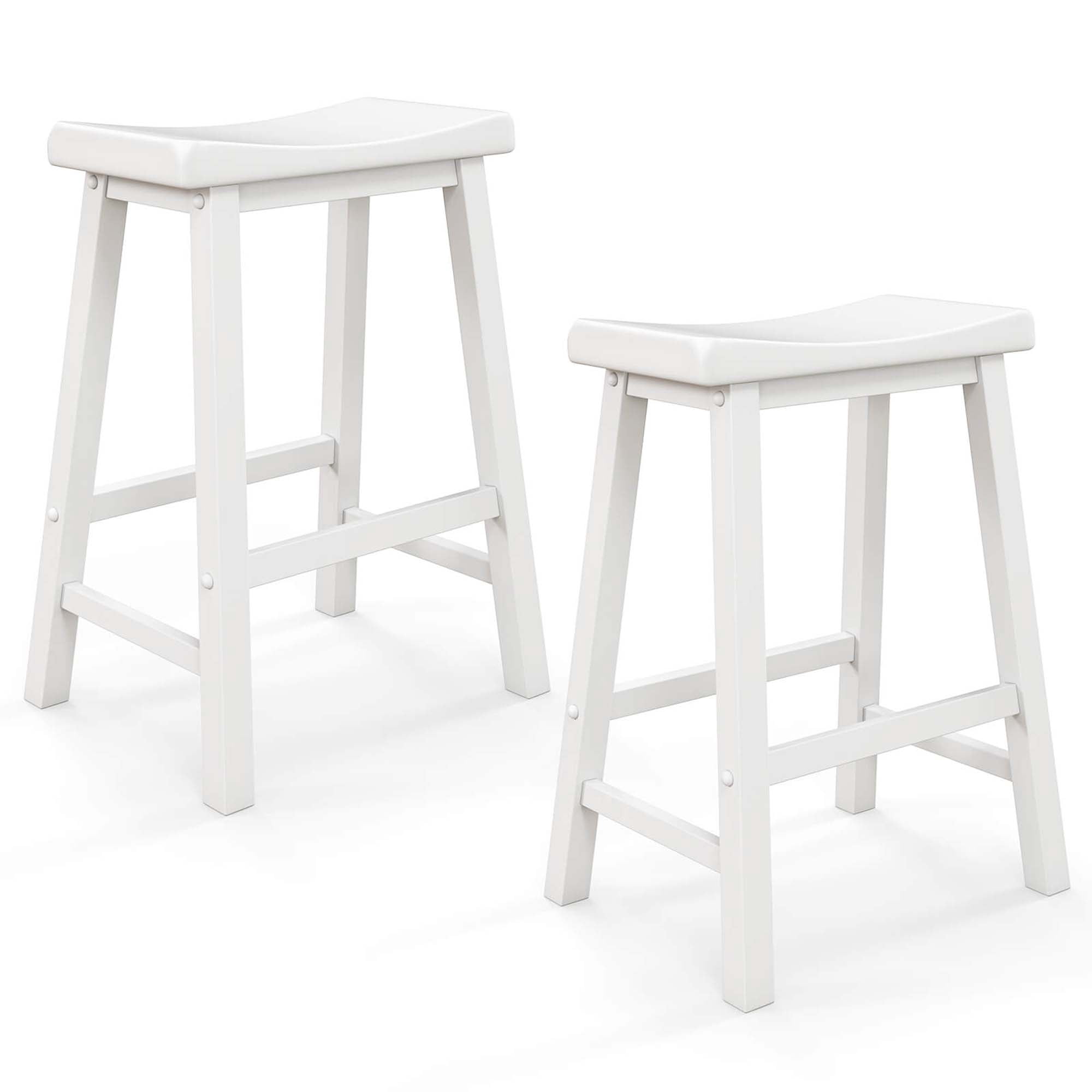 Costway Set of 2 Saddle Bar Stools Counter Height Dining Chairs with ...