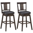 thumbnail image 1 of Costway Set of 2 Swivel Bar Stool 29 inch Upholstered Pub Height Bar Chair with Rubber Wood Leg Low Back, 1 of 10