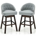 thumbnail image 1 of Costway Set of 2 Swivel Bar Stools Tufted Bar Height Pub Chairs with Rubber Wood Legs Grey, 1 of 9
