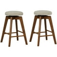 thumbnail image 1 of Costway Set of 2 Swivel Bar Stools Upholstered Counter Height Chairs with  Rubber Wood Legs, 1 of 9