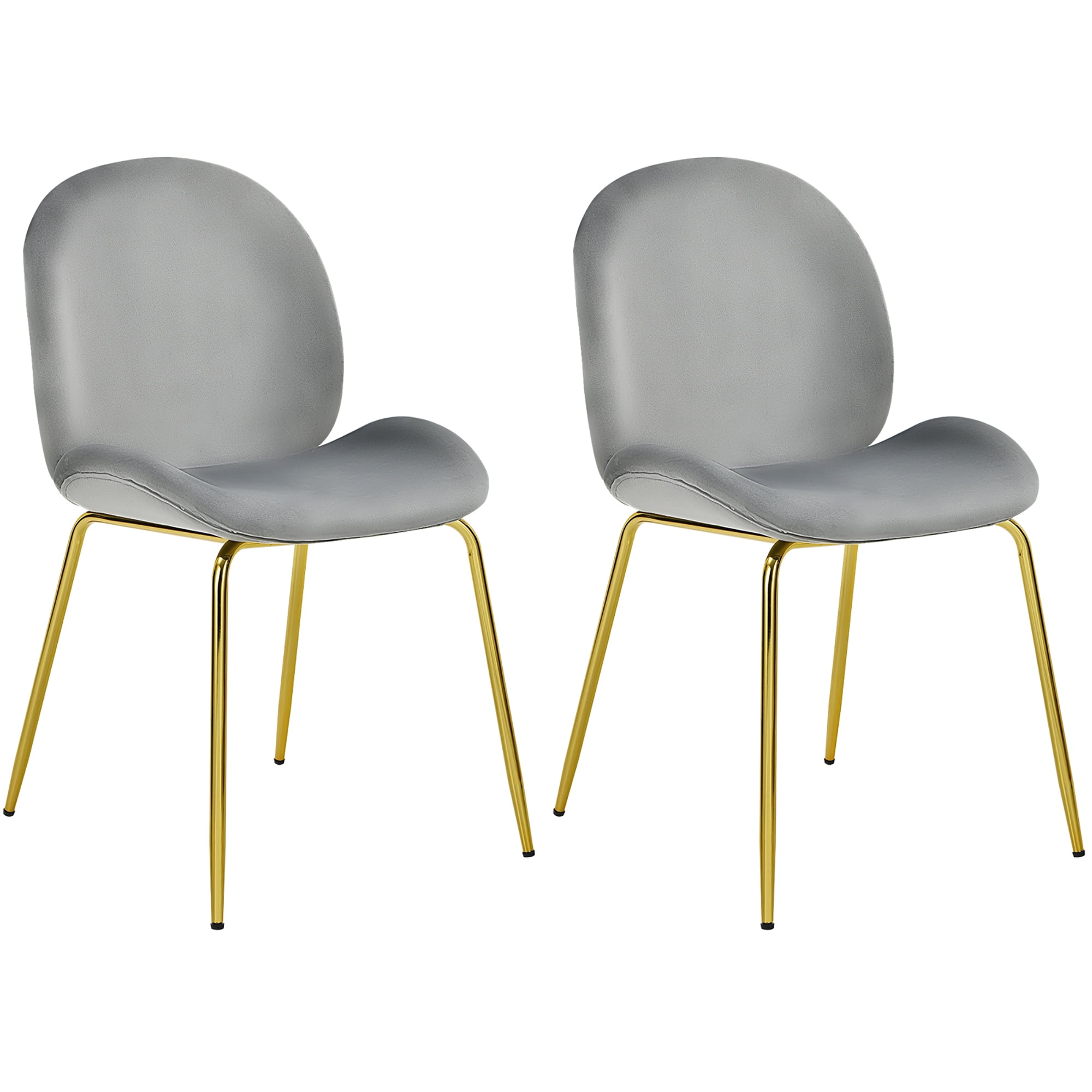 Gray Velvet Upholstered High Back Side Chair with Wood and Metal Frame