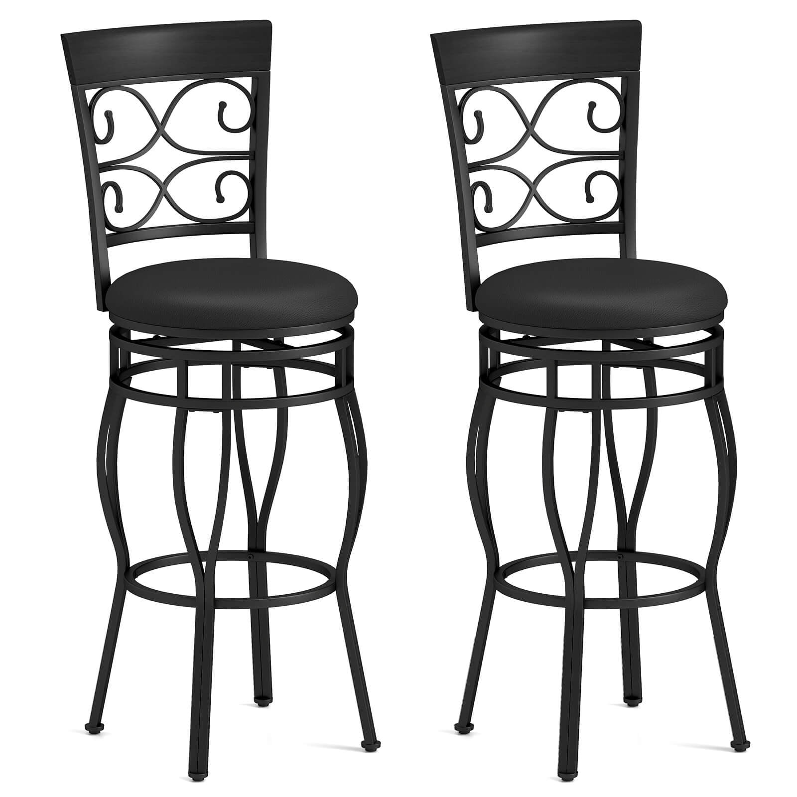 Costway Set of 2 Vintage Swivel METAL Bar Stools 30'' Bistro