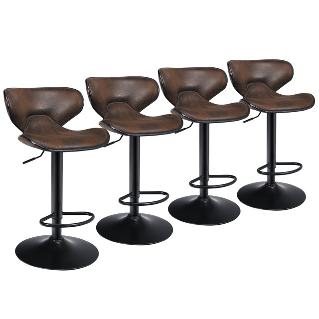 Costway Set of 4 Adjustable Bar Stools Swivel Bar Chairs Pub Kitchen