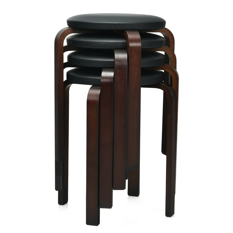 Costway Set of 4 Bentwood Round Stools, Stackable Kitchen