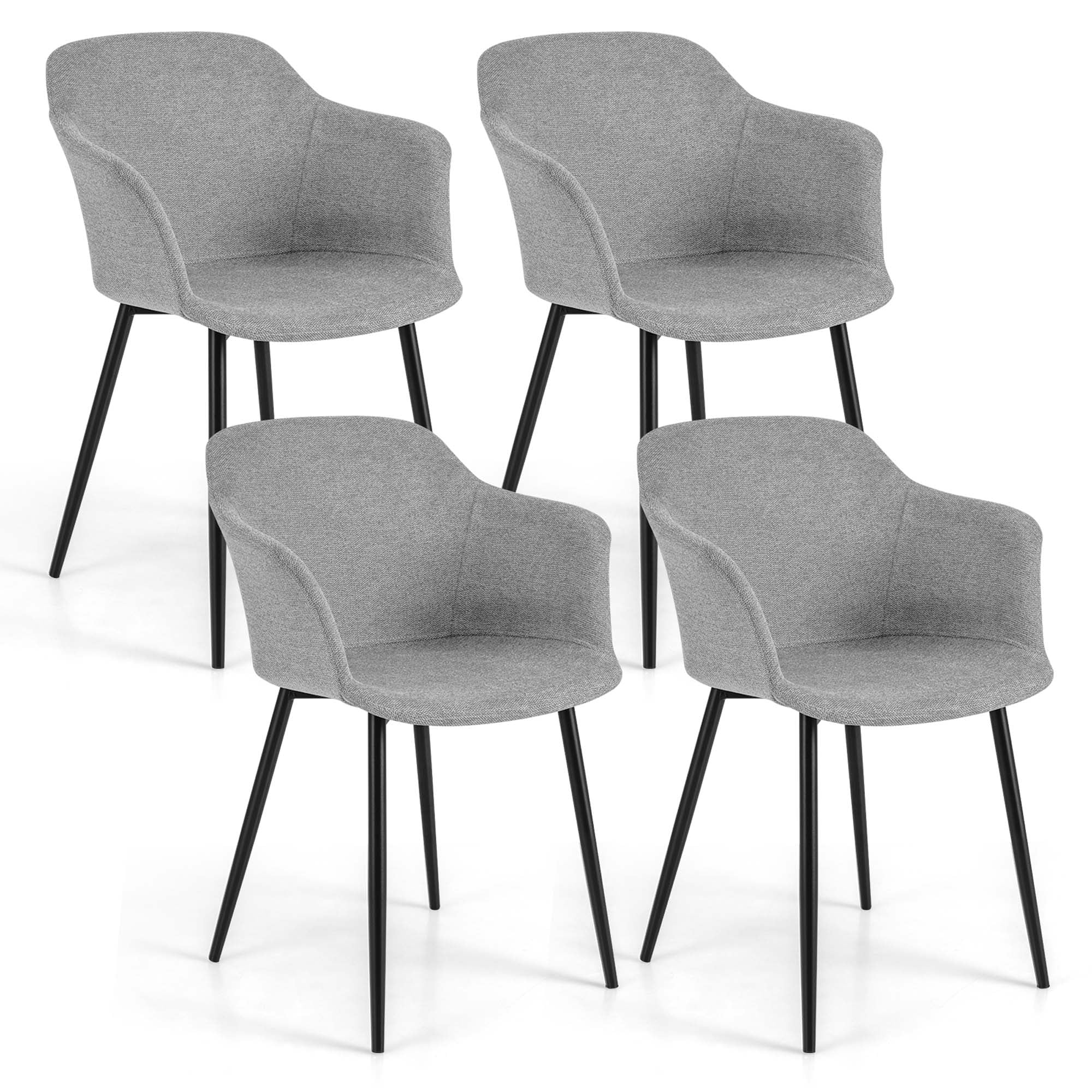 Costway Set of 4 Dining Chairs Upholstered Accent Side with Backrest