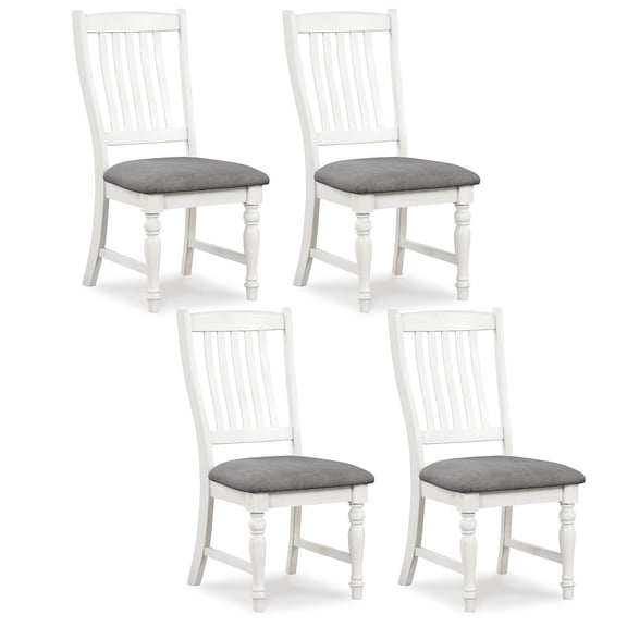 Costway Set of 4 Dining Chairs with Solid Wood Legs & Padded Seat Kitchen Side Chair White & Gray