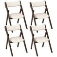 thumbnail image 1 of Costway Set of 4 Folding Chairs with Comfy Padded Backrest & Seat Natural Rubber Wood Frame, 1 of 8