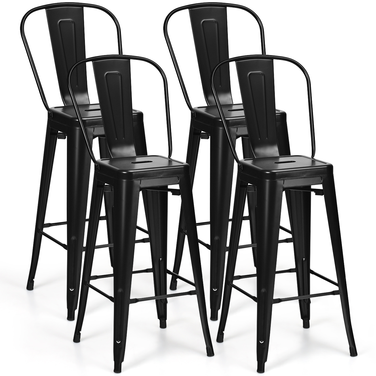 Ladder Back Rush Seat Bar Stools 30", Set of 2, Multiple Colors