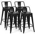 thumbnail image 1 of Costway Set of 4 Low Back Metal Counter Stool 24'' Seat Height Industrial Bar Stools Black, 1 of 10