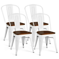 Costway Set of 4 Modern Metal Dining Chair Wood Seat Stackable Bistro Cafe