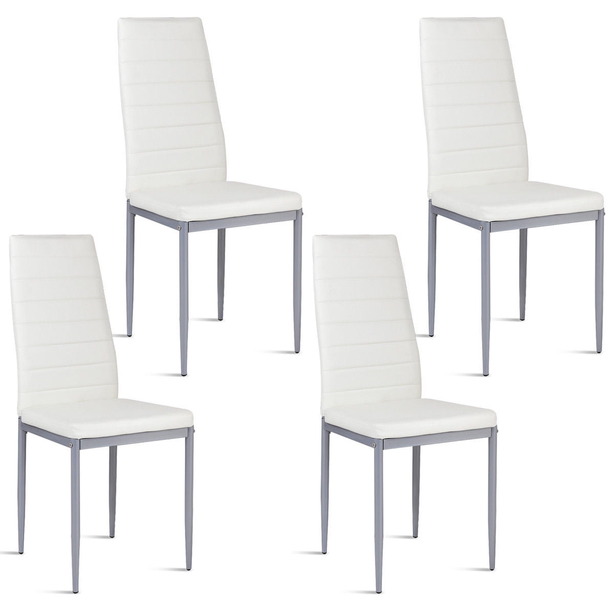 Walmart Deals of Costway 4-Piece Set: Elegant White PU Leather Kitchen Dining Side Chairs