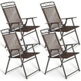 thumbnail image 1 of Costway Set of 4 Patio Folding Sling Chairs Steel fabric Camping Deck Garden Pool, 1 of 11