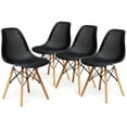 thumbnail image 1 of Costway Set of 4 Plastic Hollow Out Chair Mid Century Modern Wood-Leg Seat Black, 1 of 12