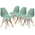 thumbnail image 1 of Costway Set of 4 Plastic Hollow Out Chair Mid Century Modern Wood-Leg Seat Green, 1 of 12
