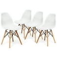 thumbnail image 1 of Costway Set of 4 Plastic Hollow Out Chair Mid Century Modern Wood-Leg Seat White, 1 of 12