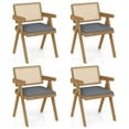 thumbnail image 1 of Costway Set of 4 Rattan Accent Chairs Fabric Dining Chairs Modern Living Room Chairs Gray, 1 of 9