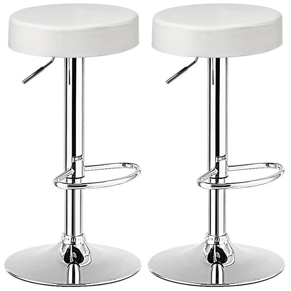 Costway Set of 4 Round Bar Stool Adjustable Swivel Pub Chair w/ Footrest White