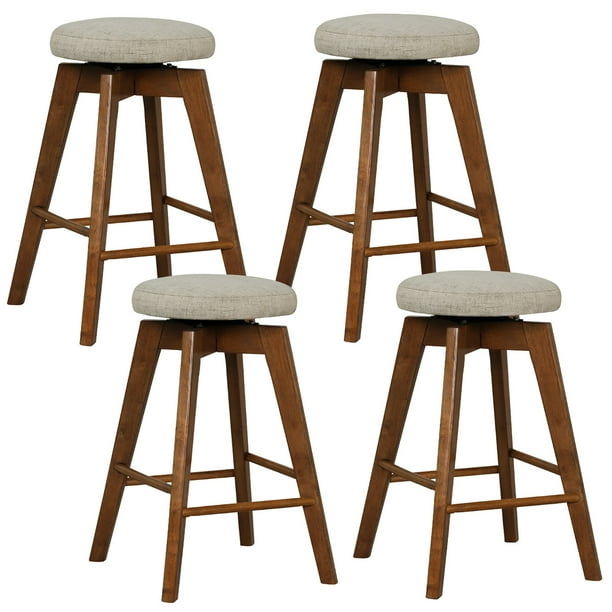 Costway Set of 4 Swivel Bar Stools Upholstered Counter Height Chairs