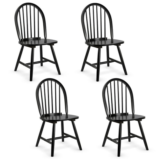 Costway Set of 4 Indoor Dining Windsor Chairs, Vintage Wood