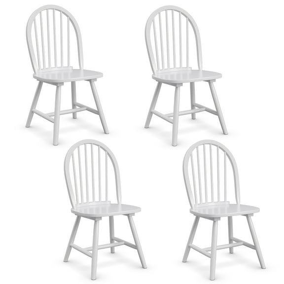 Costway Set of 4 Vintage Windsor Dining Side Chair Wood Spindleback Kitchen Room White