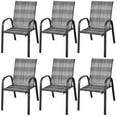 thumbnail image 1 of Costway Set of 6 Patio Rattan Dining Chairs Stackable Armrest Garden Mix Gray, 1 of 8