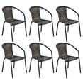 thumbnail image 1 of Costway Set of 6 Rattan Dining Stack Chair Armrest Indoor &Outdoor, 1 of 10