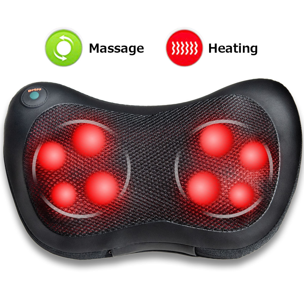 Costway Shiatsu Shoulder Neck Back Massage Pillow with Heat Deep Kneading Massager Car Seat - image 1 of 10