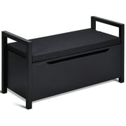 Costway Shoe Bench Storage Rack Cushion Seat Ottoman Bedroom Hallway Entryway Black