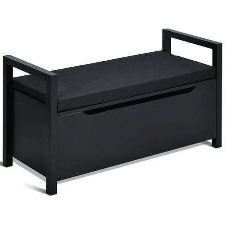 Costway Shoe Bench Storage Rack Cushion Seat Ottoman Bedroom Hallway Entryway Black