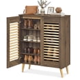 thumbnail image 1 of Costway Shoe Cabinet with 2 Louvered Doors&3 Removable Shelves,5-Tier Narrow Cabinet Walnut, 1 of 10