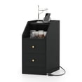 thumbnail image 1 of Costway Side Table with Charging Station, Storage Drawers, Sofa Couch Table for Small Space Black, 1 of 9