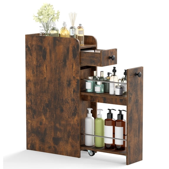 Medical Slider Racks Costway Slim Bathroom Storage Cabinet with Slide Out Drawer - Walmart.com