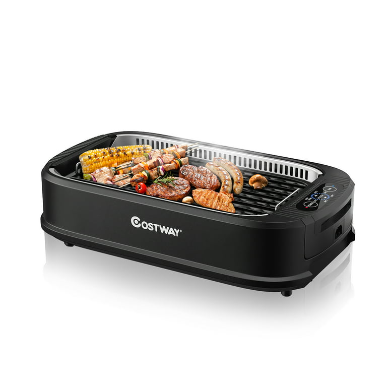 Costway Smokeless Electric Grill Portable Nonstick BBQ w/ Turbo