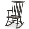 thumbnail image 1 of Costway Solid Wood Rocking Chair Porch Rocker Indoor Outdoor Seat Glossy Finish Coffee, 1 of 7