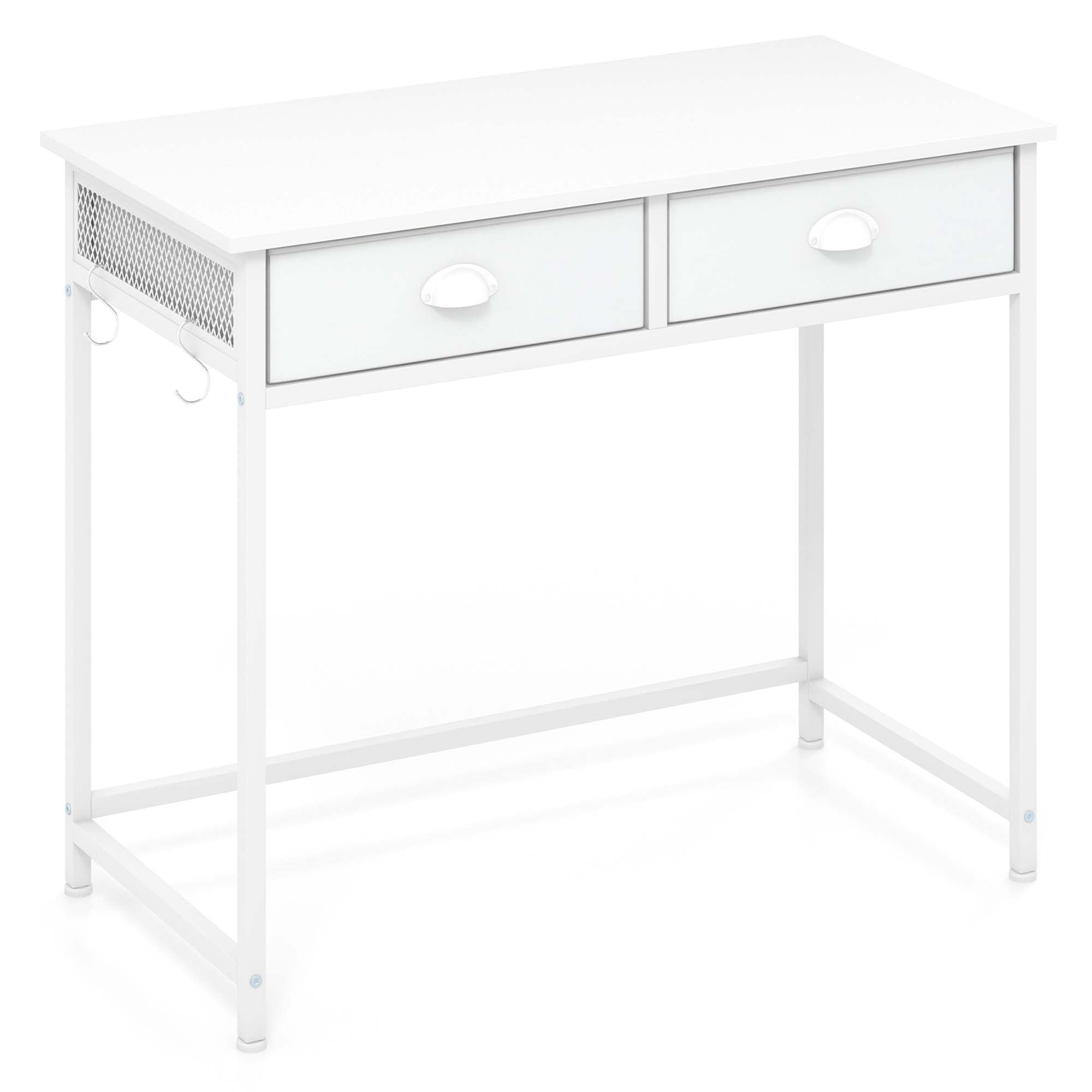 Costway Space Saving Home Computer Desk With 2 Fabric Drawers 4 Hanging Costway space saving home computer desk with 2 fabric drawers 4 hanging