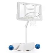 Costway Splash & Shoot Pool Basketball Hoop with Adjustable Height Backboard, 2 Water Balls White
