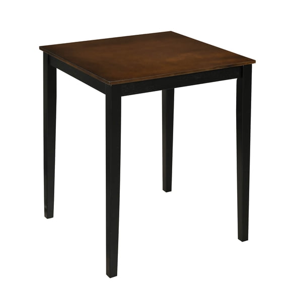 Costway Square Dining Table with Solid Wood Frame Wood Kitchen Table Pub Table for 4-Person Black+Reddish Brown