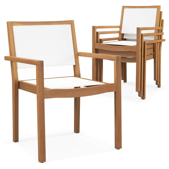 Costway Stackable Dining Chair Set of 4 with Wear-resistant Fabric & Breathable Backrest