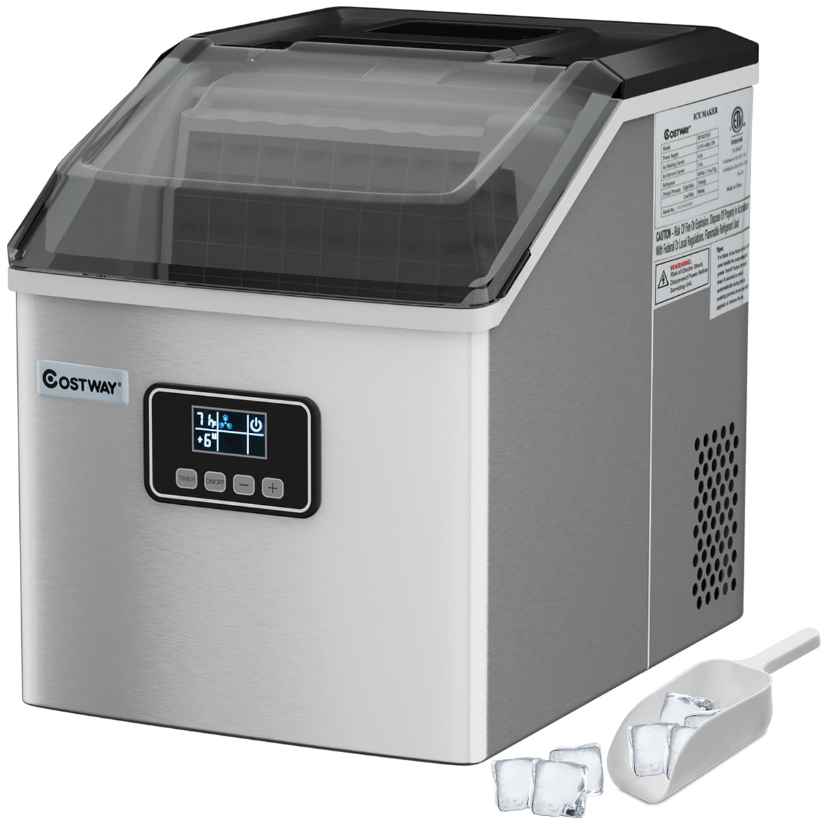 Philergo Nugget Ice Maker Countertop, 33lbs/24H with Self-Cleaning Function  for Home/Kitchen/Office, Stainless Steel 
